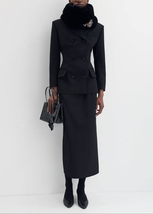 Double-breasted Wool Tailored Blazer