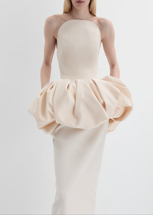 Bubble Peplum Column Gown