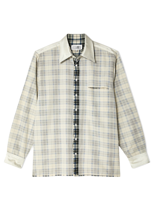 Reversible Cream Plaid Pattern Shirt