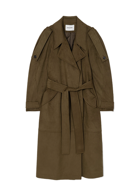 Suede Belted Trench Coat