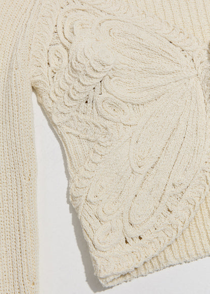Cropped Cardigan With Embroidery Butterfly