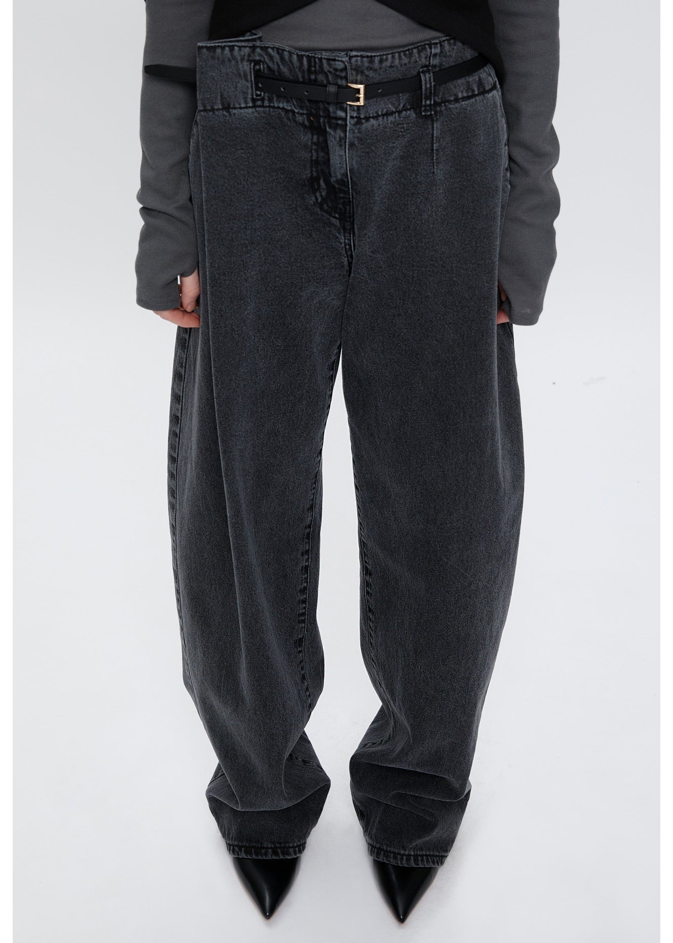 Belted Denim Pants