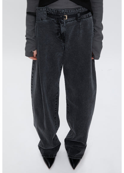 Belted Denim Pants