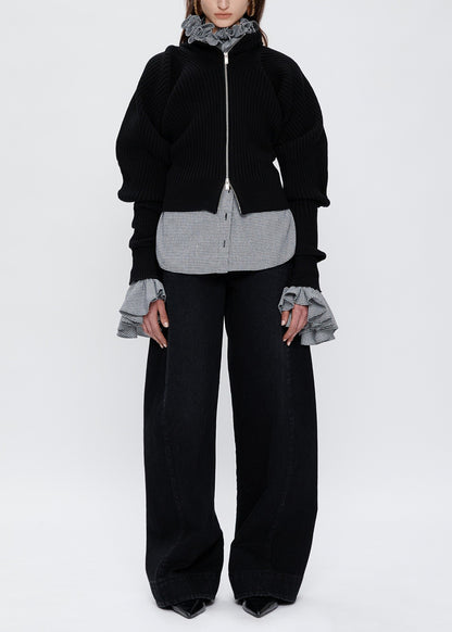 High Neck Knit Zip-up