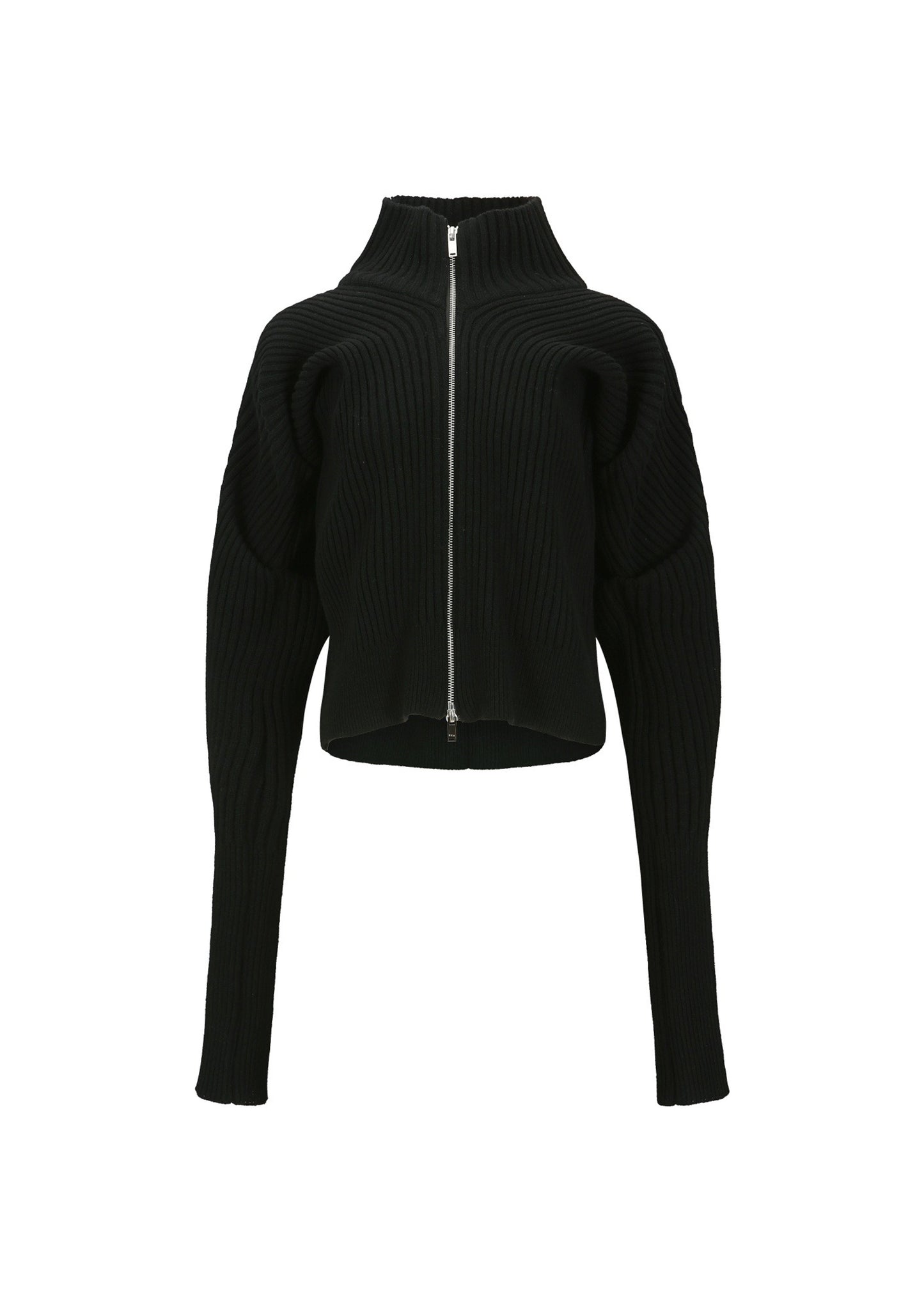 High Neck Knit Zip-up