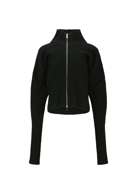 High Neck Knit Zip-up