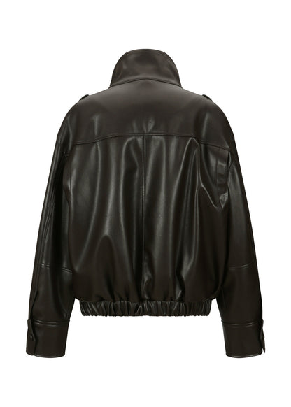 Layered Faux Leather Jacket