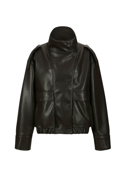 Layered Faux Leather Jacket
