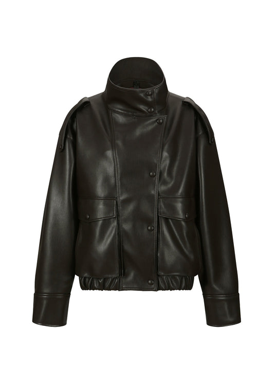 Layered Faux Leather Jacket