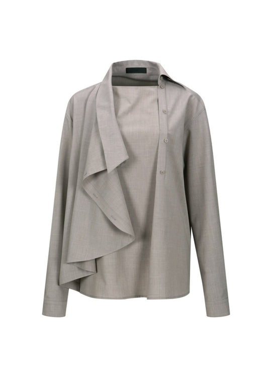 Asymmetrical Collar Detail Shirt