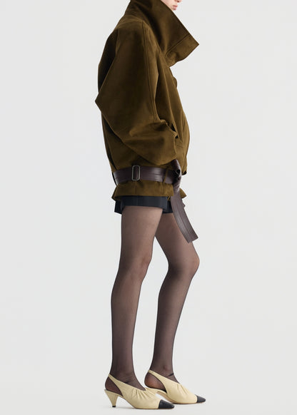 Funnel Neck Suede Jacket