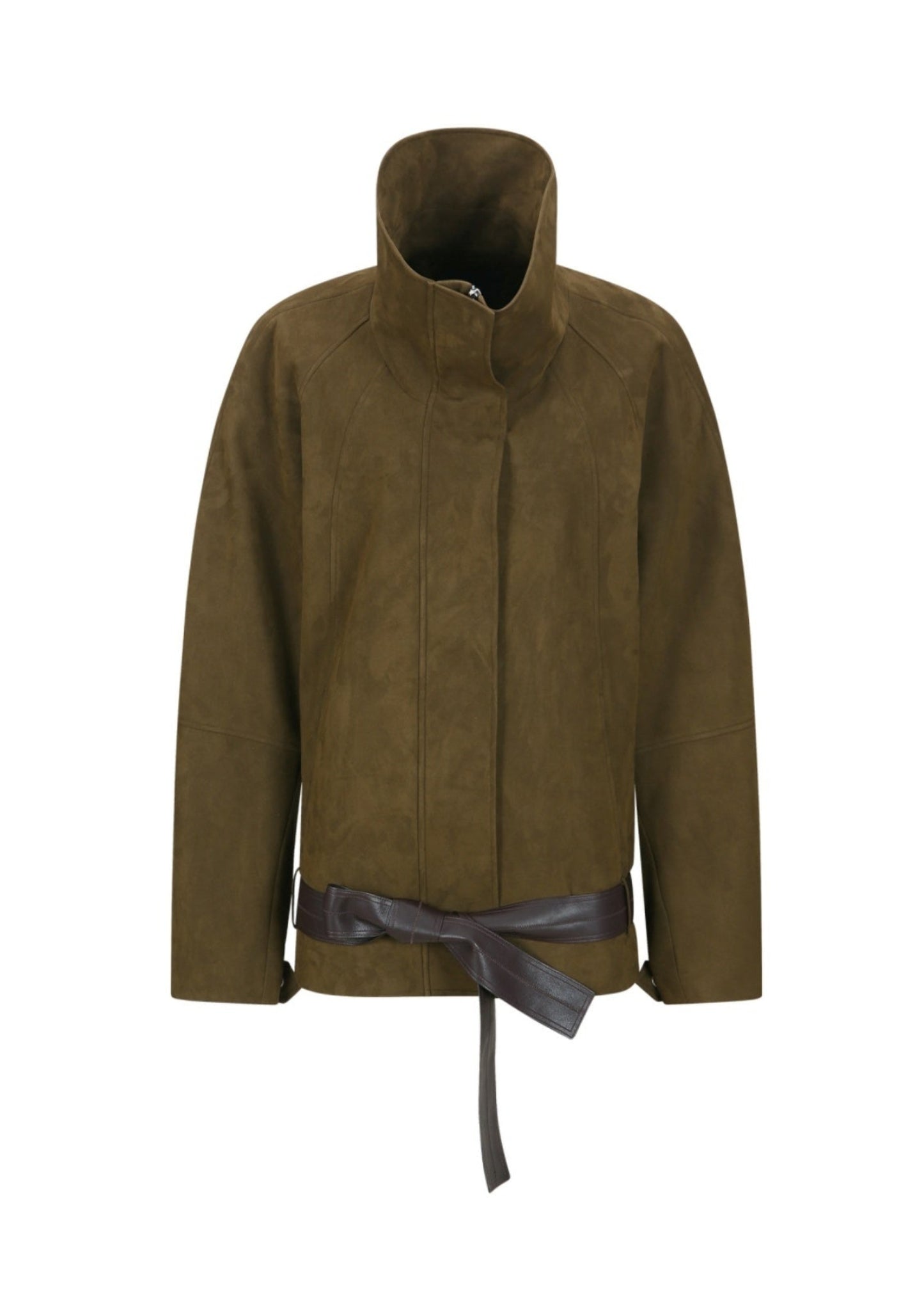 Funnel Neck Suede Jacket