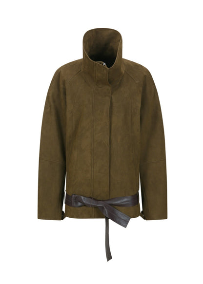 Funnel Neck Suede Jacket