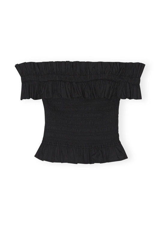 Poplin Off-shoulder Smock Top