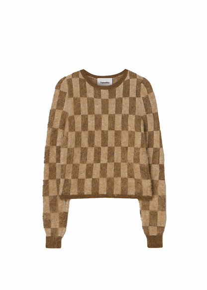 FELINE Checkered Crew Neck Sweater