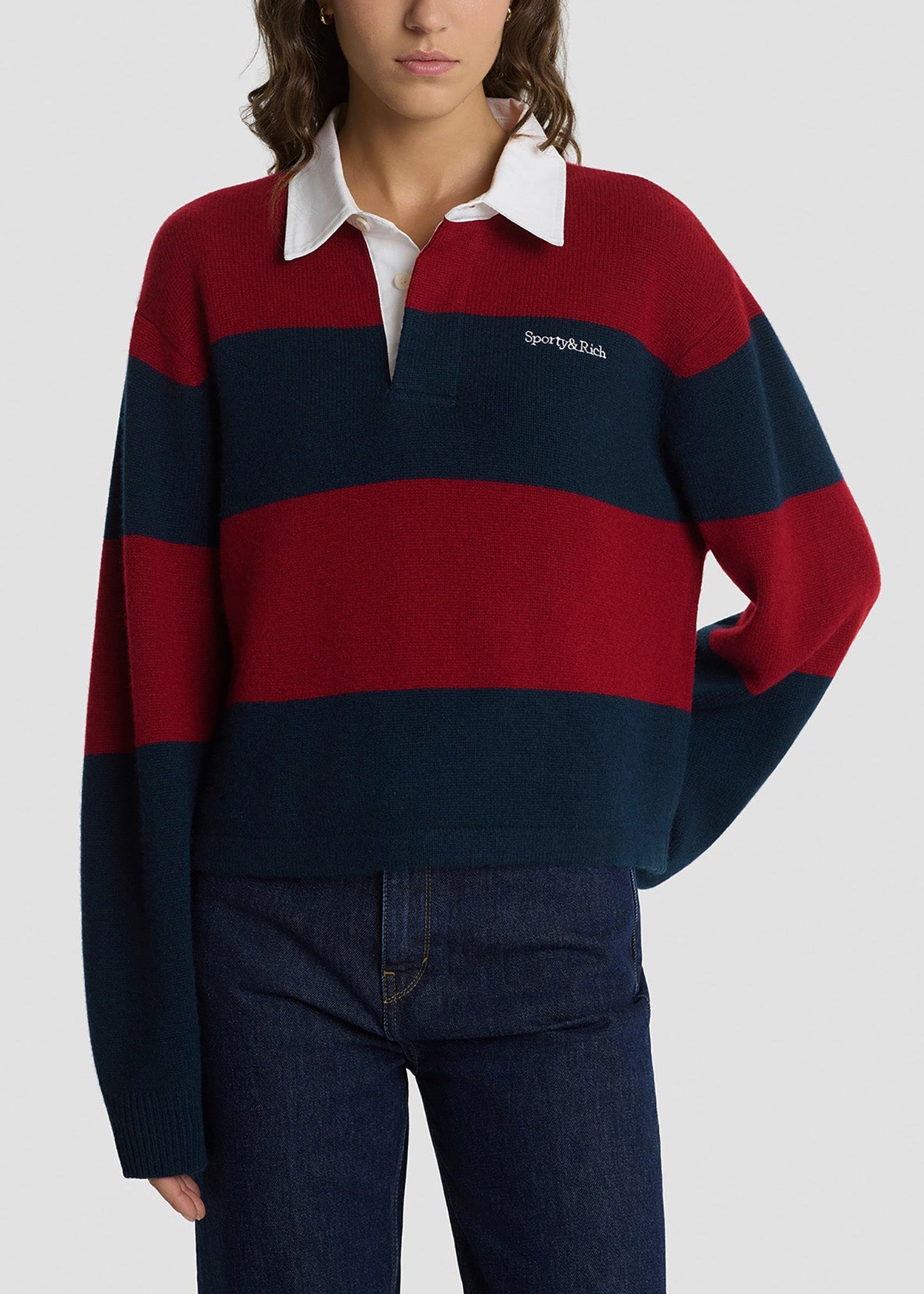 Serif Logo Cashmere Rugby Polo