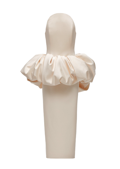 Bubble Peplum Column Gown