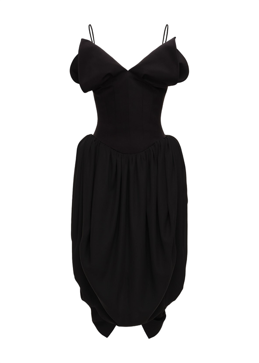 V-neck Corset Midi Dress