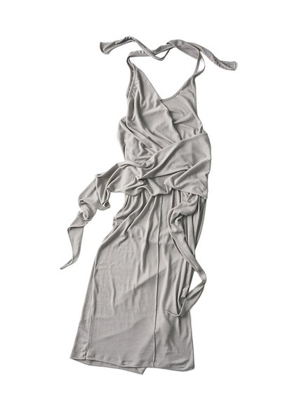Halter Draped Wrap Dress