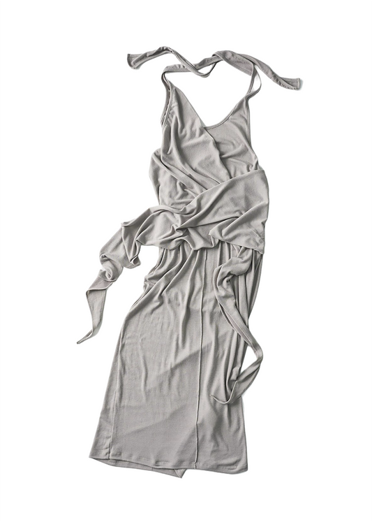 Halter Draped Wrap Dress