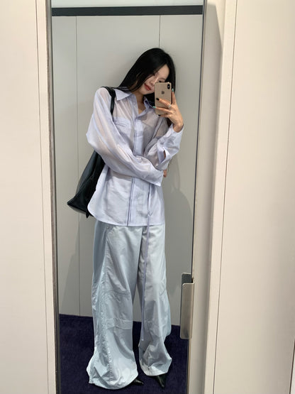 See-through Back Strap Shirt