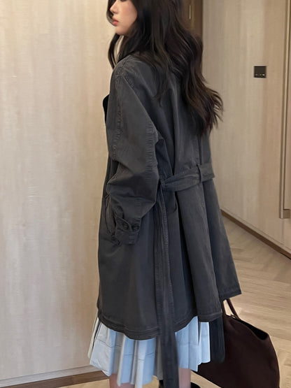 Pigment Washed Half Trench Coat