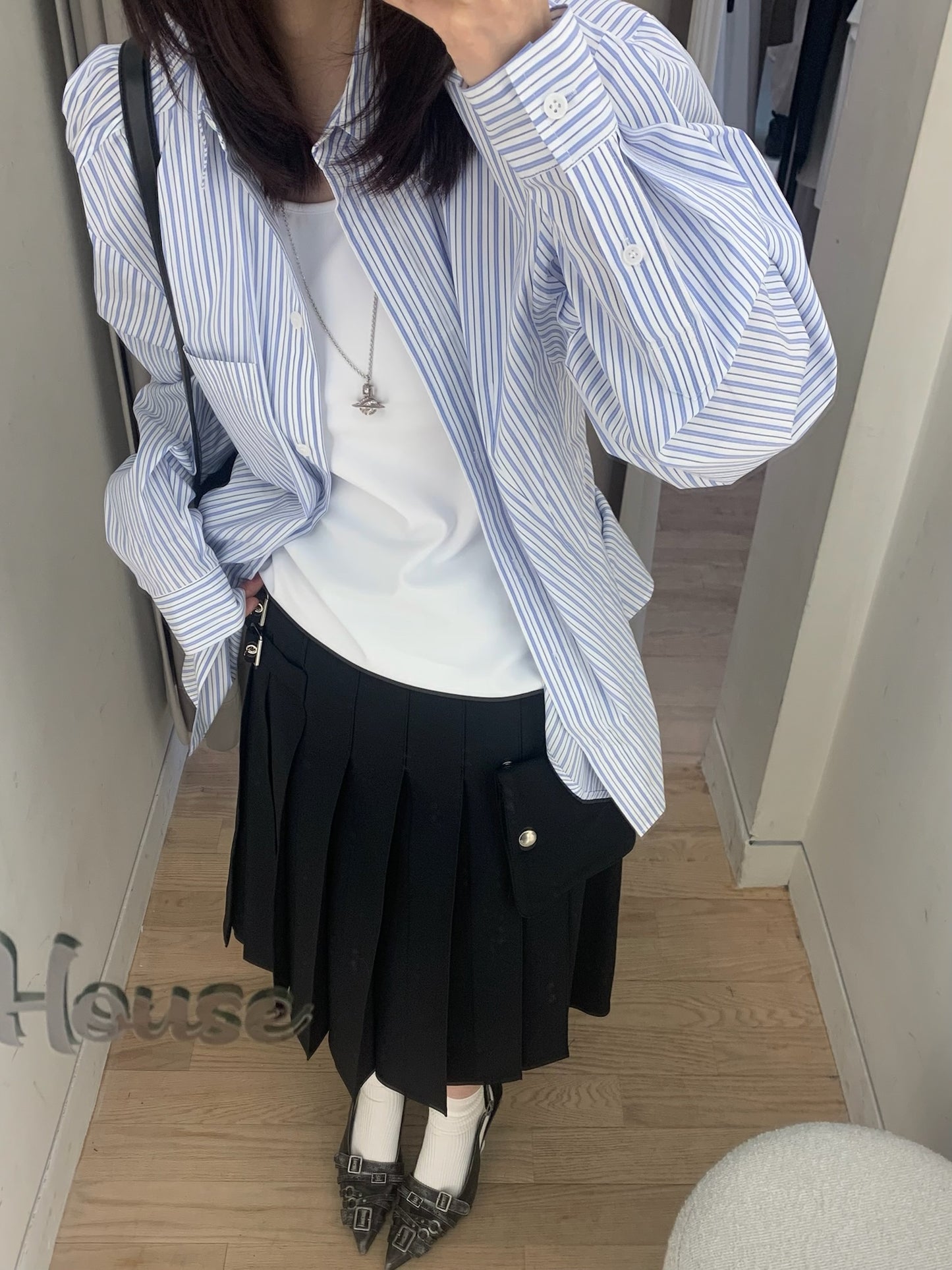 Stripe Jersey Layerd Slim Shirt