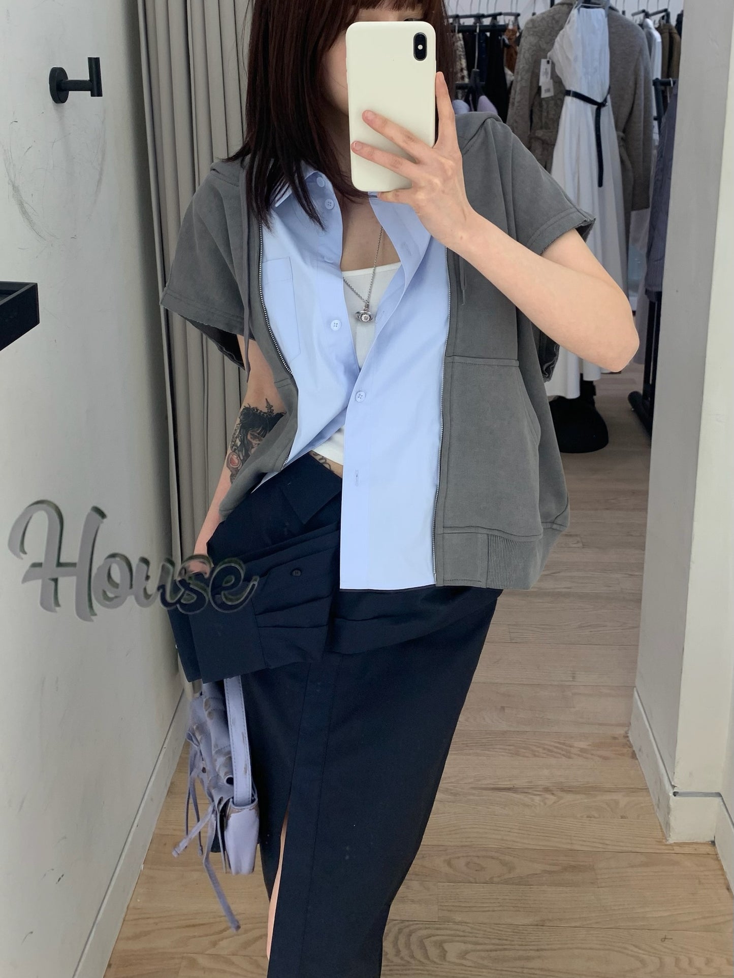 Shirt Layered Midi Skirt
