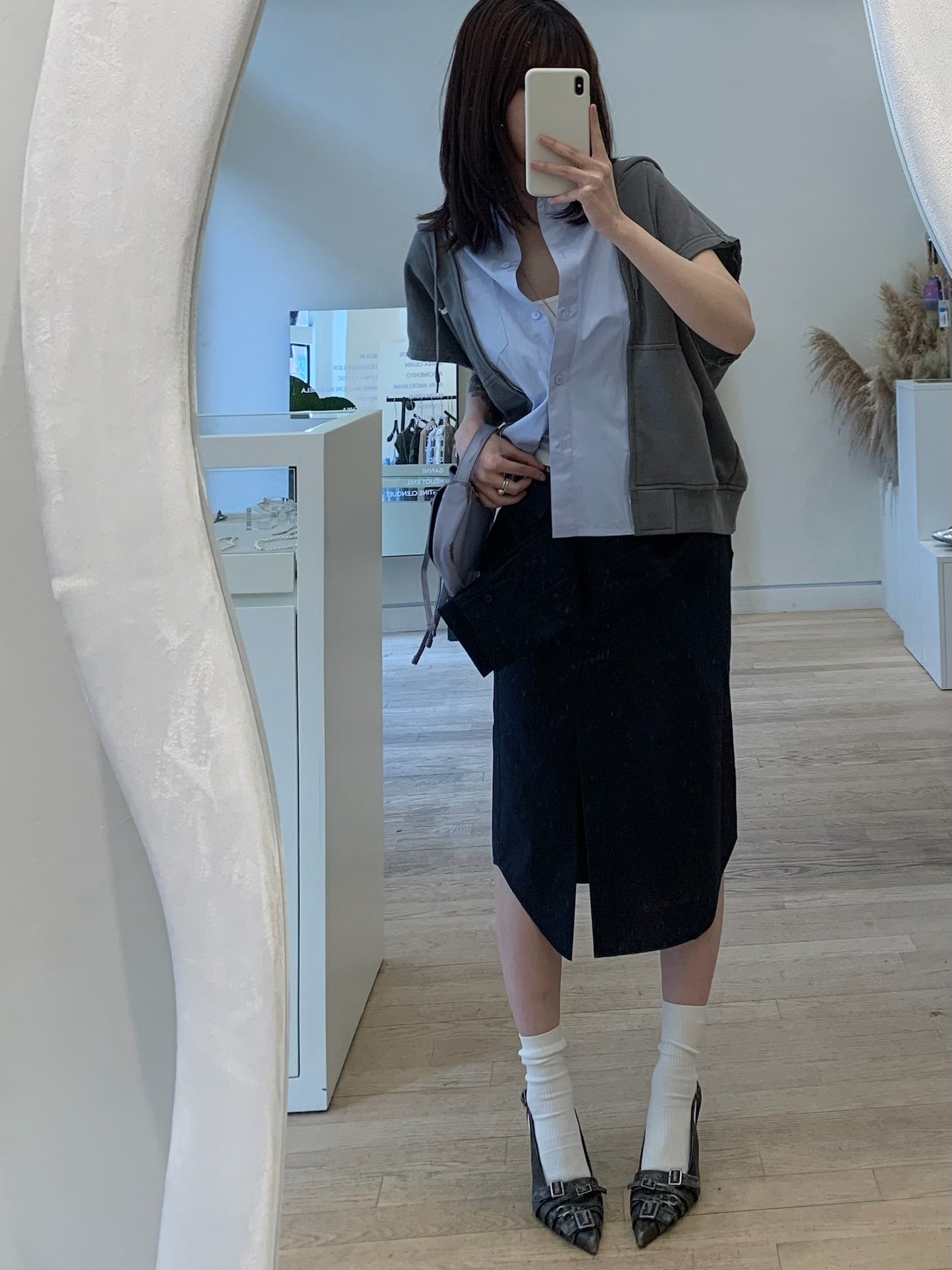 Shirt Layered Midi Skirt