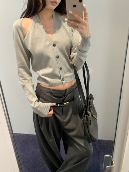 Halter Layered Knit Top