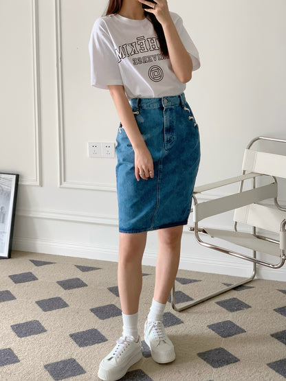 Laced Denim Skirt