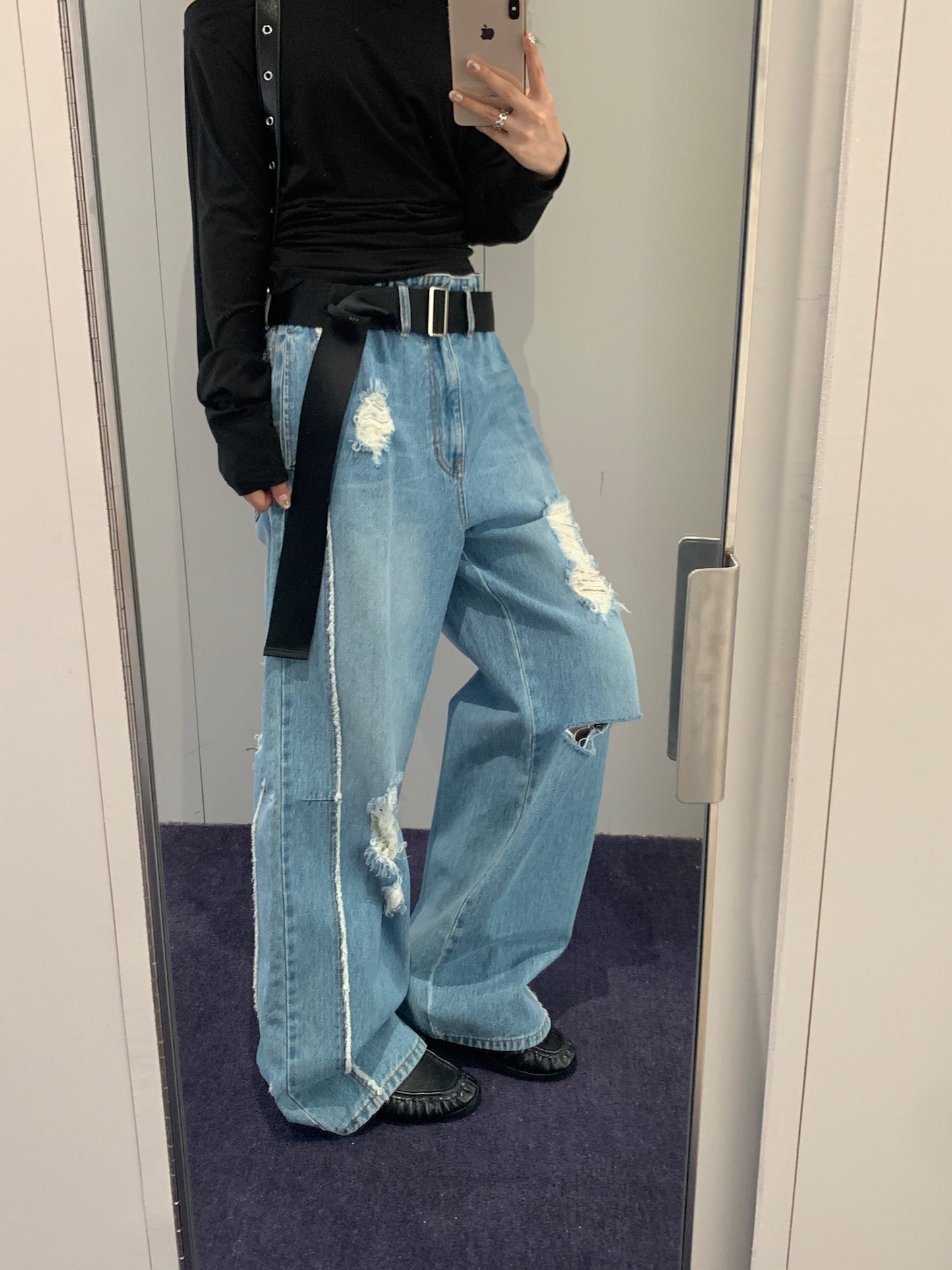 Low-waist Wide Denim Pants