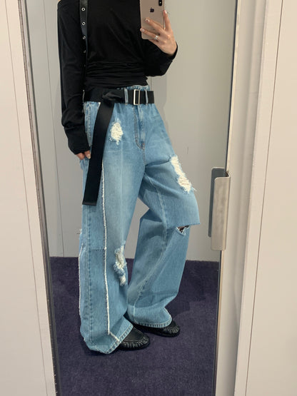 Low-waist Wide Denim Pants