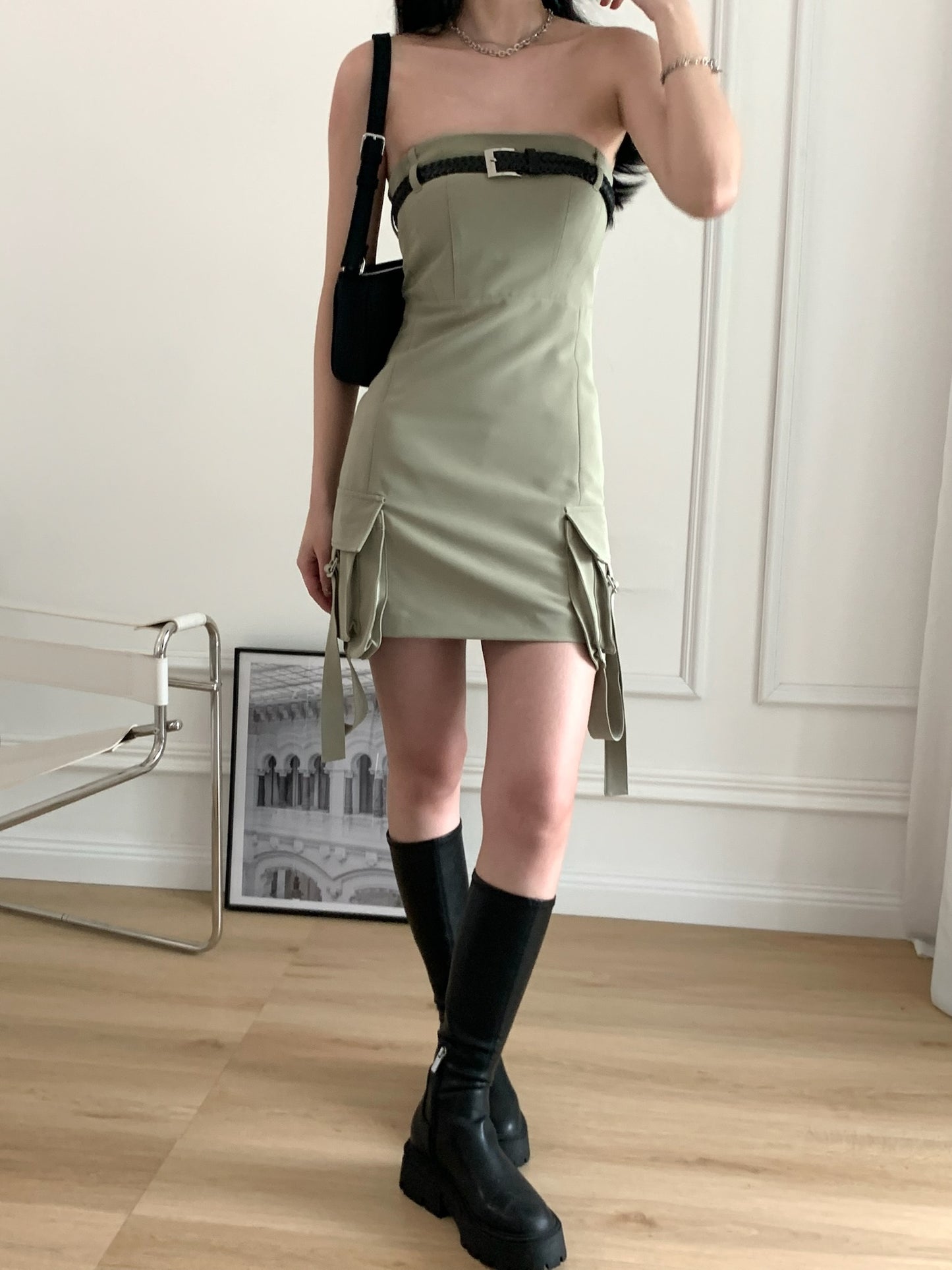 Belted Tube Top Dress