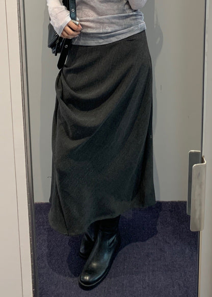 Tucked Wool Draped Skirt