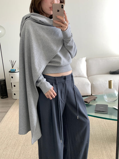 Draped Scarf Sweatshirt