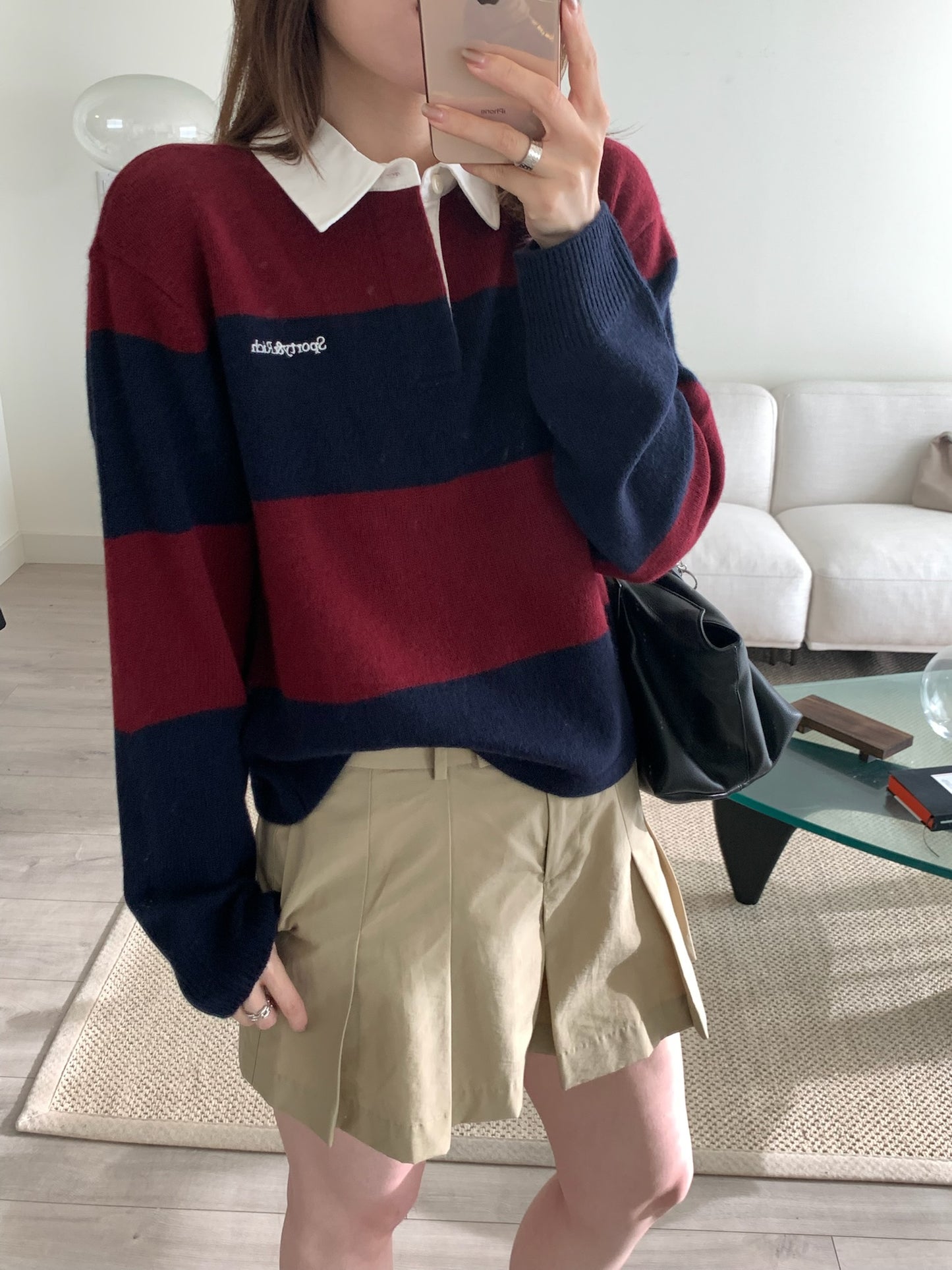 Serif Logo Cashmere Rugby Polo