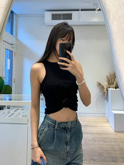 Knotted Ribbed Tank Top
