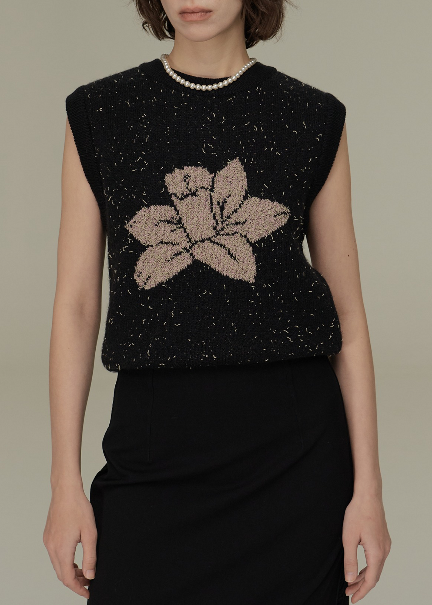 Merino Wool Blended Flower Vest
