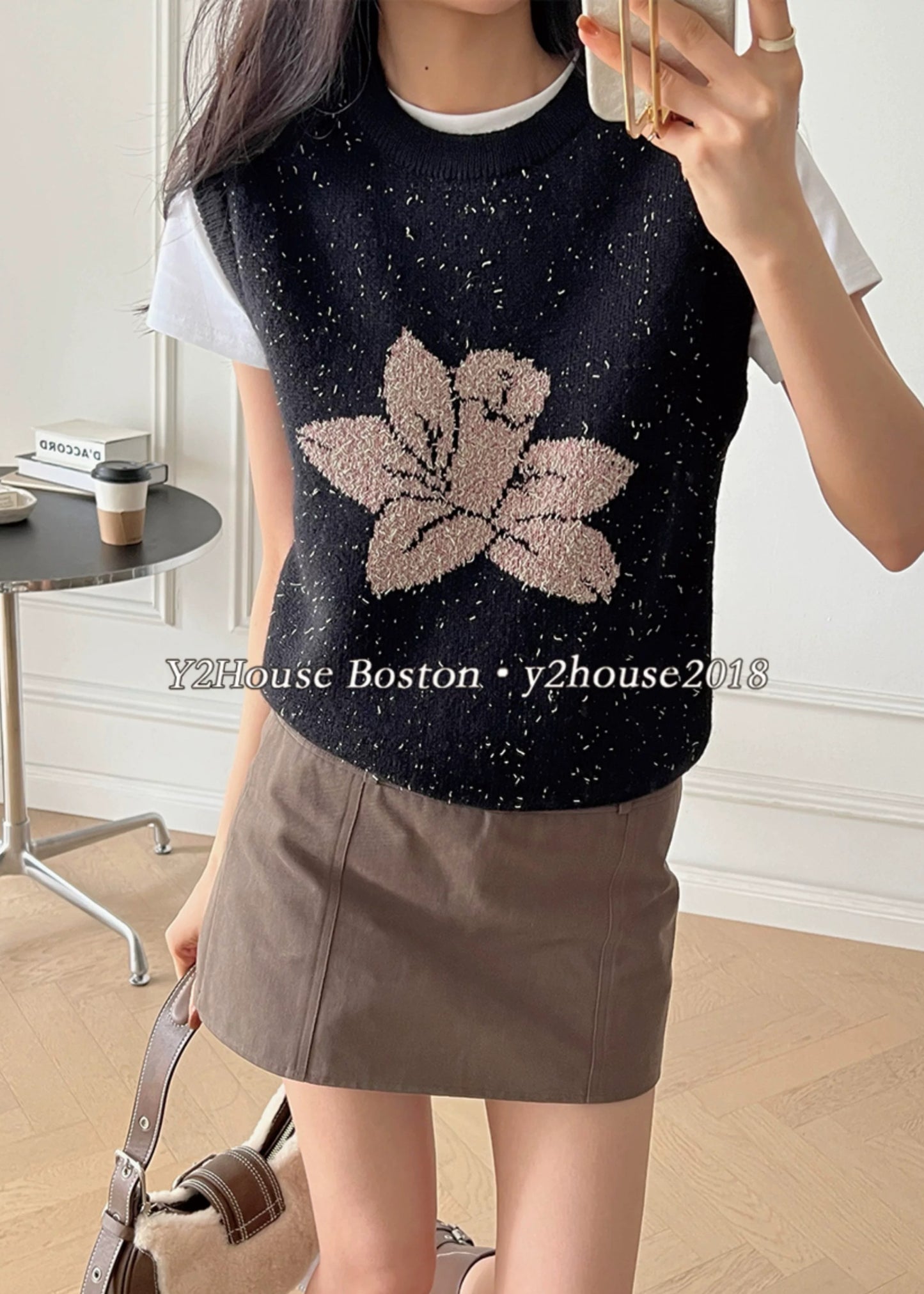 Merino Wool Blended Flower Vest