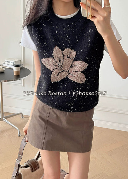Merino Wool Blended Flower Vest