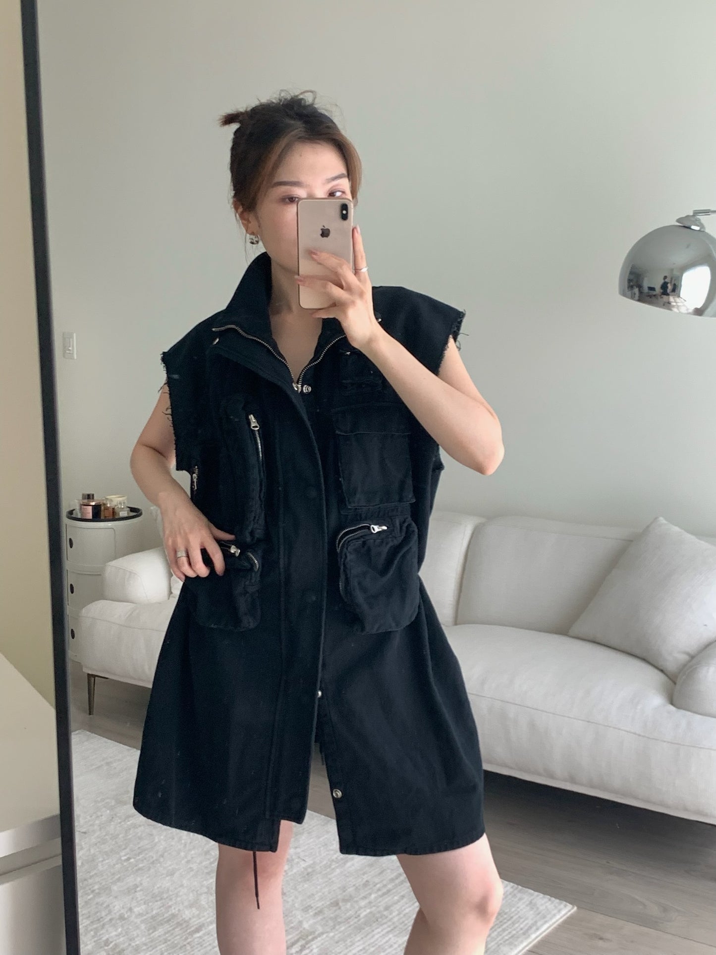Sleeveless Pocket Vest Dress