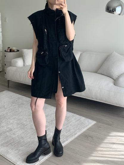 Sleeveless Pocket Vest Dress