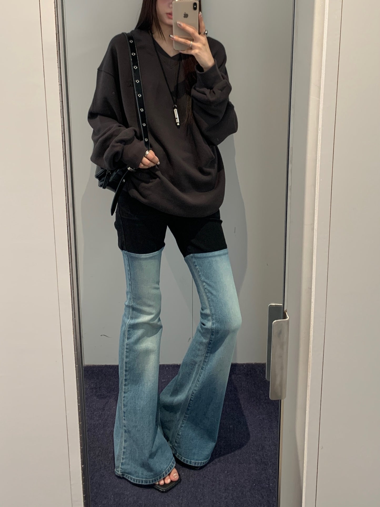 Color Block Bootcut Jeans