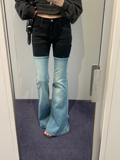 Color Block Bootcut Jeans