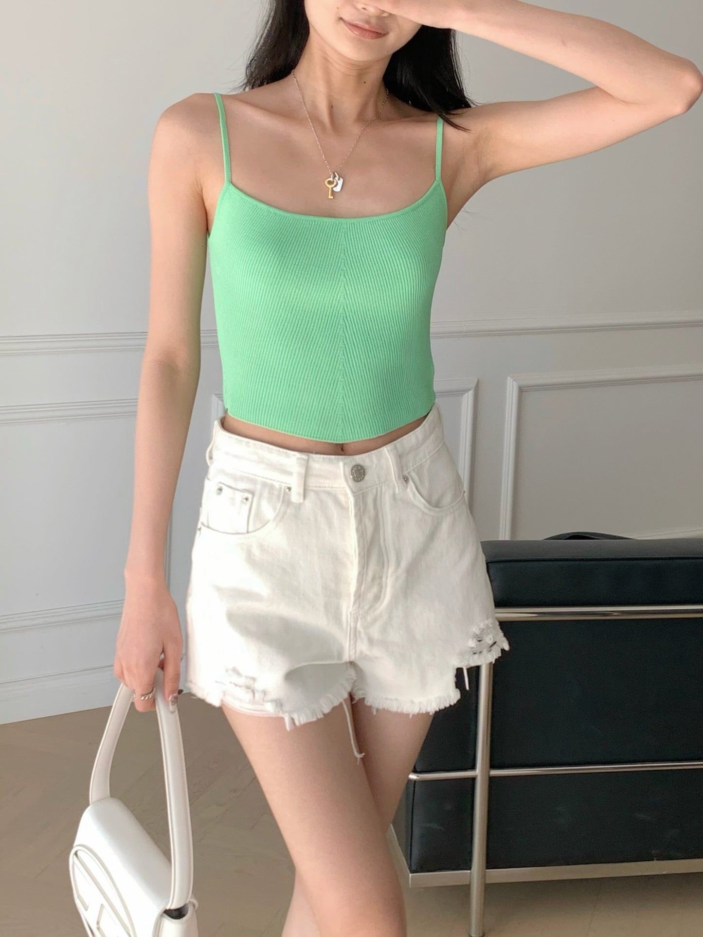 Knitted Sleeveless Crop Top