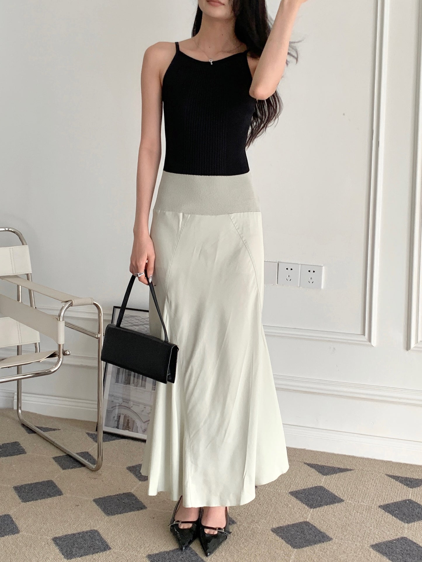 Two-tone Ribbed Maxi Dress