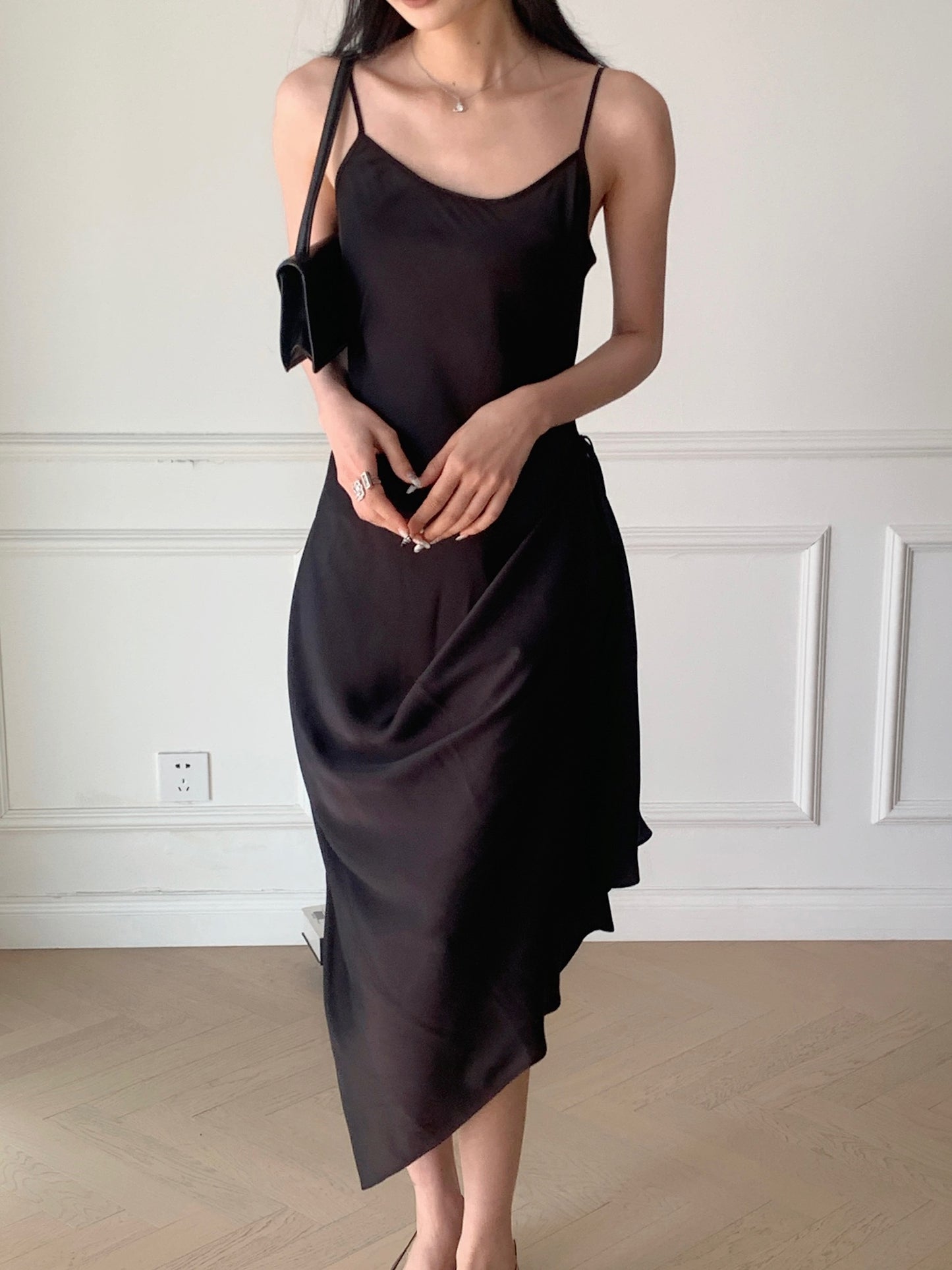 Drawstring 2-Way Slip Midi Dress
