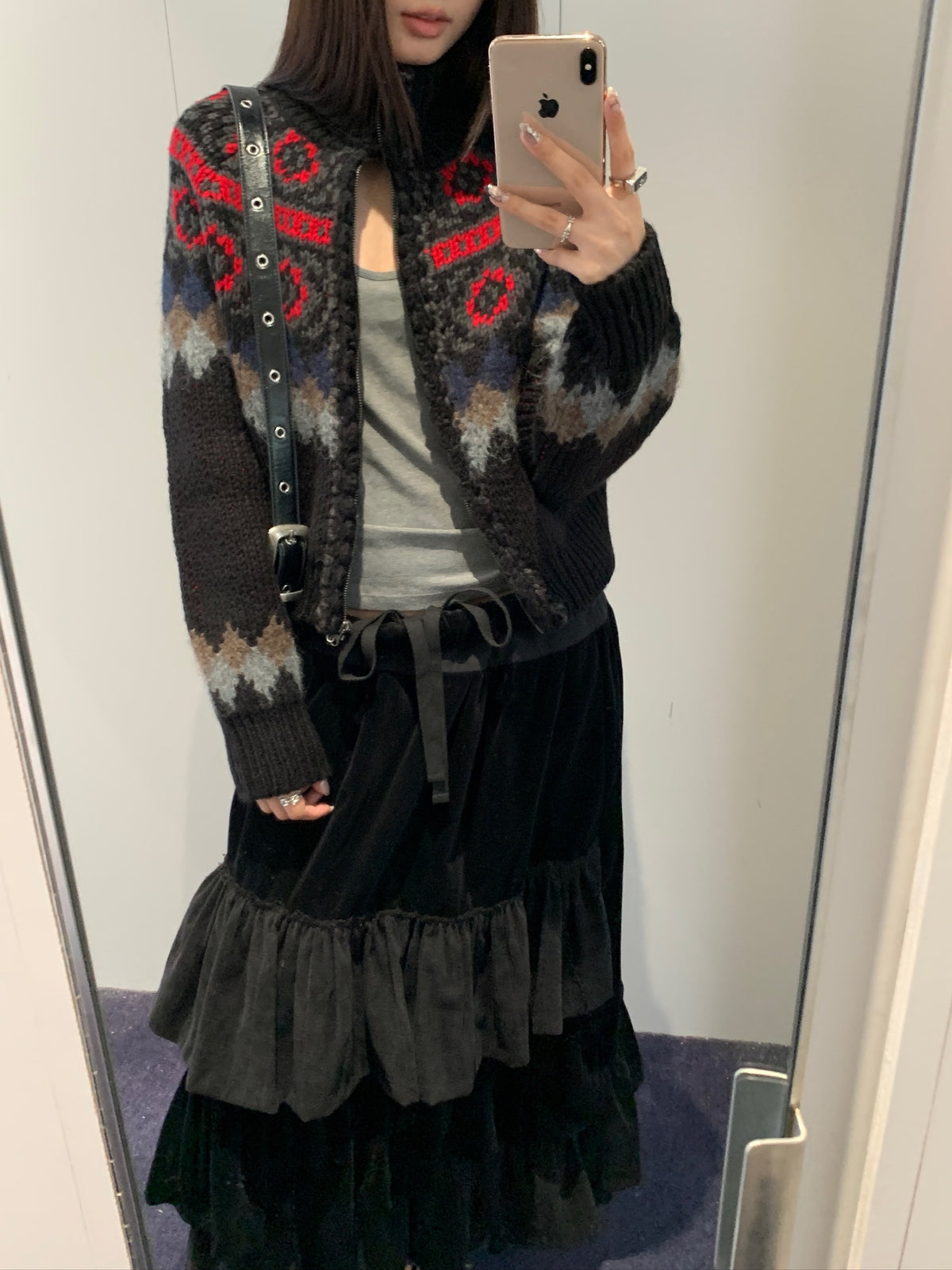 Fair Isle Zip Up Sweater