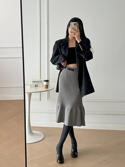 Daria Rib Flare Knit Skirt